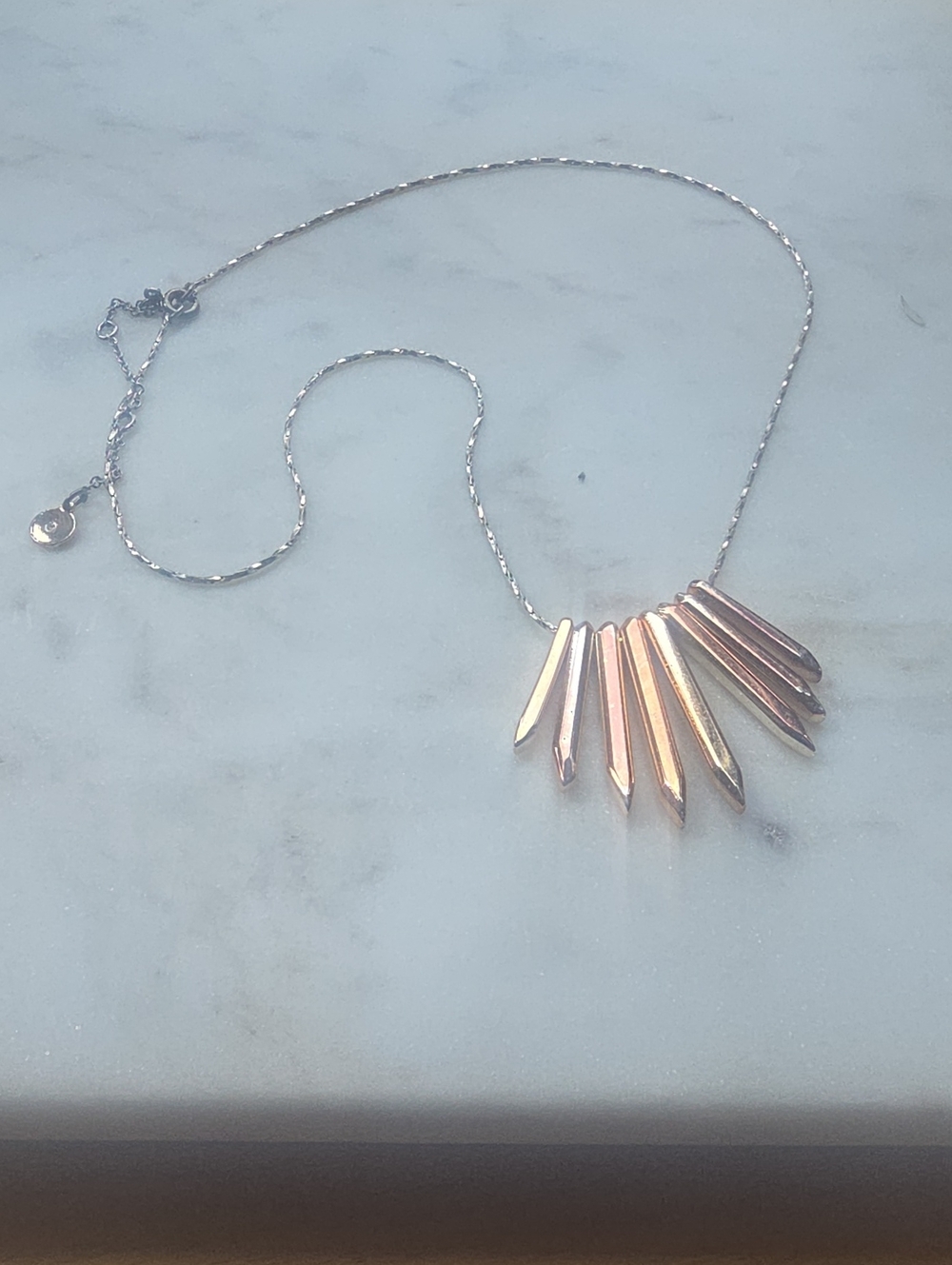 Stella & Dot Two-Tone Gold & Silver Spike Bib Necklace